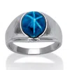 Palm Beach Jewelry Men's Oval Simulated Blue Star Sapphire Ring In Silvertone Sizes 8-16