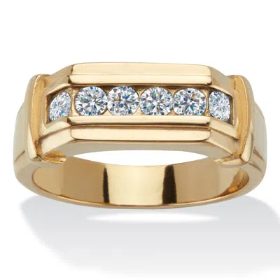 Palm Beach Jewelry Men's Pave Crystal Gold Ion-plated Stainless Steel Ring In Yellow