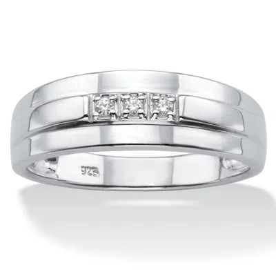 Palm Beach Jewelry Men's Platinum-plated Sterling Silver Diamond Accent Band In White