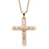 Palm Beach Jewelry Men's Round Crystal Crucifix Cross Pendant And Chain Goldtone 24" Length