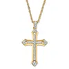 Palm Beach Jewelry Men's Round Crystal Goldtone Cross Pendant Necklace With Rope Chain 24"