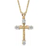 Palm Beach Jewelry Men's Round Crystal-wrapped Goldtone Cross Pendant Necklace 24"