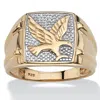 Palm Beach Jewelry Men's Round Diamond Two-tone 18k Yellow Gold-plated Sterling Silver Eagle Ring In White