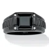 Palm Beach Jewelry Men's Simulated Black Agate And Crystal Black Ion-plated Stainless Steel Ring