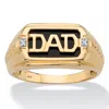 Palm Beach Jewelry Men's Solid 10k Yellow Gold Emerald-cut Genuine Onyx And Diamond Accent Dad Ring In Black