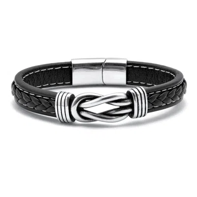 Palm Beach Jewelry Men's Stainless Steel Leather Cuff Bracelet 9-inch In White