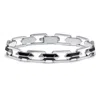Palm Beach Jewelry Men's Stainless Steel Link And Black Enamel Bracelet 8-inch