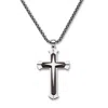 Palm Beach Jewelry Men's Triple Layer Cross Necklace In Black Ion-plated Stainless Steel 24"