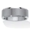 Palm Beach Jewelry Men's Tungsten Brushed Finish Bevel Edge Wedding Band In White