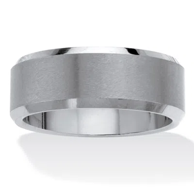 Palm Beach Jewelry Men's Tungsten Brushed Finish Bevel Edge Wedding Band In White