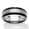 Palm Beach Jewelry Men's Two-tone Ring In Stainless Steel And Black Ion-plated Stainless Steel