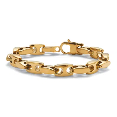 Palm Beach Jewelry Men's Yellow Gold Ion-plated Stainless Steel Link Bracelet 8.5 Inch