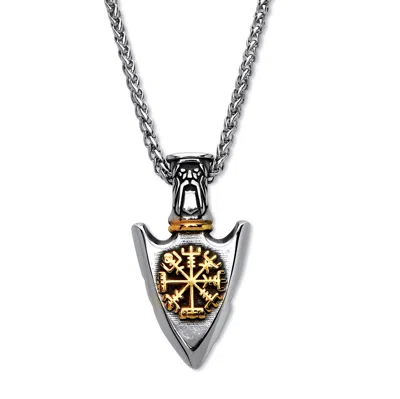 Palm Beach Jewelry Men's Yellow Gold Ion-plated Stainless Steel Viking Arrowhead Pendant Necklace
