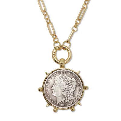 Palm Beach Jewelry Morgan Silver Dollar Goldtone Coin Replica Necklace 24 Inches In Yellow