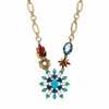Palm Beach Jewelry Multi-color Crystal Goldtone Floral Starburst Link Necklace 18"-20"