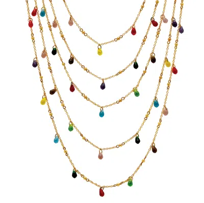 Palm Beach Jewelry Multicolor Crystal Beaded Waterfall Necklace In Yellow Goldtone