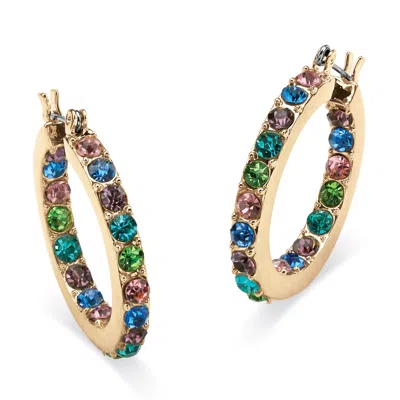 Palm Beach Jewelry Multicolor Crystal Goldtone Inside Out Hoop Earrings
