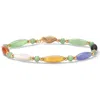 Palm Beach Jewelry Multicolor Genuine Jade 14k Gold Beaded And Barrel Shapes Bracelet 7.5"