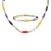 Palm Beach Jewelry Multicolor Jade Barrel Link Bracelet And Necklace Set In 14k Yellow Gold In Green
