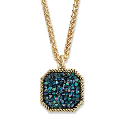 Palm Beach Jewelry Mystic Fire Crystal Antiqued Goldtone Octagon Pendant Necklace 18"-20"