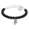 Palm Beach Jewelry Natural Black Onyx Silvertone Elephant Charm Bangle, 7.5 Inches
