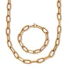 Palm Beach Jewelry Necklace And Bracelet Gold Ion-plated Stainless Steel Chain Jewelry Set