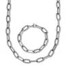 Palm Beach Jewelry Necklace And Bracelet Stainless Steel Paperclip Chain Jewelry Set