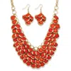 Palm Beach Jewelry Orange Bib Necklace And Cluster Earrings Set In Yellow Goldtone