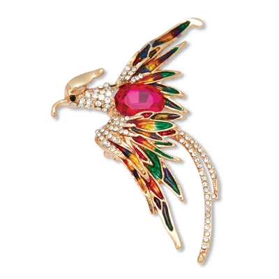 Palm Beach Jewelry Oval Cut Pink Crystal And Enamel Goldtone Phoenix Pin Pendant