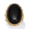 Palm Beach Jewelry Oval Genuine Black Agate 18k Yellow Gold Ring In Yellow