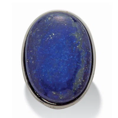 Palm Beach Jewelry Oval Genuine Blue Lapis Platinum-plated Ring In White