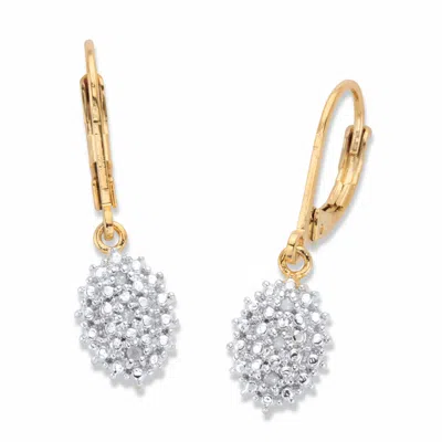 Palm Beach Jewelry Pave Diamond Accent 18k Gold-plated Cluster Drop Earrings In White