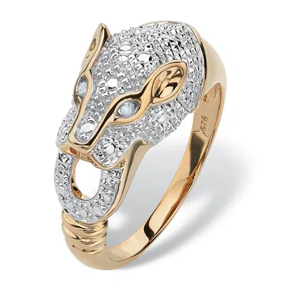 Palm Beach Jewelry Pave Diamond Accent Panther Ring In Gold-plated Sterling Silver In White