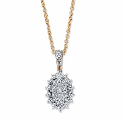 Palm Beach Jewelry Pave Diamond Accent Two-tone 18k Gold-plated Cluster Pendant Necklace 18"-20" In White