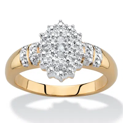 Palm Beach Jewelry Pave Diamond Accent Two-tone 18k Gold-plated Cluster Ring In White