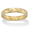 Palm Beach Jewelry Paw Print Inscribed "only True Friends" Solid 10k Yellow Gold Stamped Band In Yellow