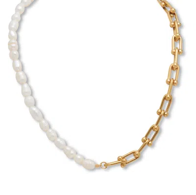 Palm Beach Jewelry Pearl Gold-ion Plated Stainless Steel Necklace 16-inch