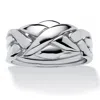 Palm Beach Jewelry Platinum-plated Commitment Symbol Puzzle Ring In White