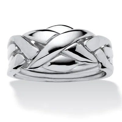 Palm Beach Jewelry Platinum-plated Commitment Symbol Puzzle Ring In White