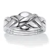 Palm Beach Jewelry Platinum-plated Sterling Silver Interlocking Puzzle Ring In White