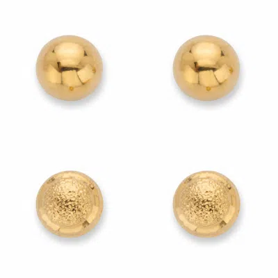 Palm Beach Jewelry Polished And Diamond-cut Set Of 2 Ball Stud Earrings In Goldtone In Yellow