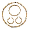 Palm Beach Jewelry Polished And Matte Goldtone Bamboo Necklace, Hoop Earring And Bracelet Set 18"