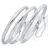 Palm Beach Jewelry Polished, Engraved And Floral Three-piece Bangle Set In .925 Sterling Silver In White