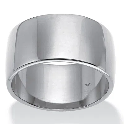 Palm Beach Jewelry Polished Platinum-plated Sterling Silver Wide Wedding Band (11.5mm) In White