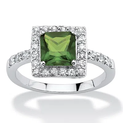 Palm Beach Jewelry Princess-cut Birthstone .925 Silver Halo Ring In Multi