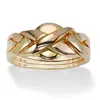 Palm Beach Jewelry Puzzle Ring In Gold-plated Sterling Silver In Yellow
