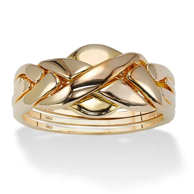 Palm Beach Jewelry Puzzle Ring In Gold-plated Sterling Silver In Yellow