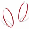 Palm Beach Jewelry Red Enamel Silvertone Open Hoop Earrings 2.75"