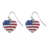 Palm Beach Jewelry Red, White And Blue Crystal Silvertone American Flag Drop Earrings
