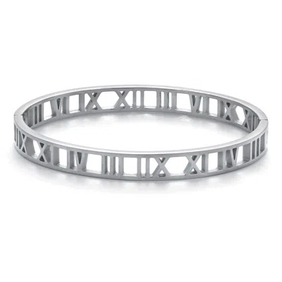 Palm Beach Jewelry Roman Numeral Stainless Steel Bangle Bracelet